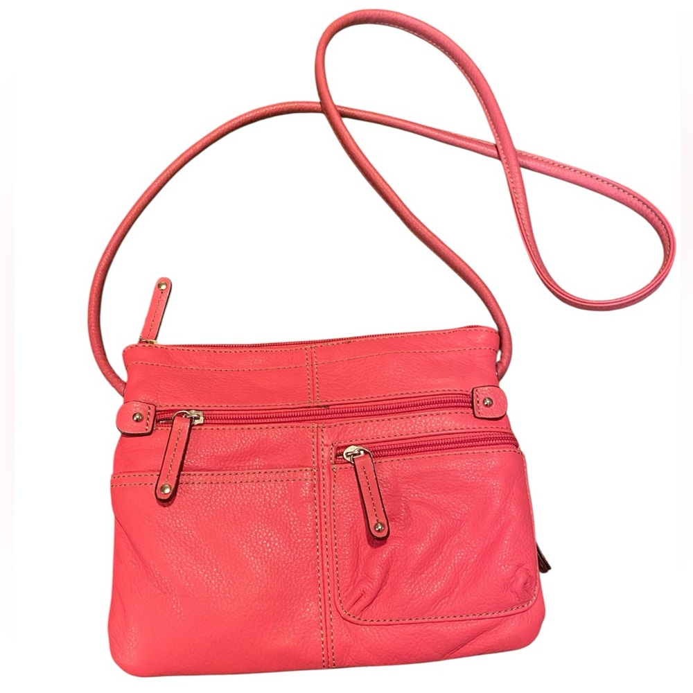 Tignanello ~Women’s Fuchsia/Coral Leather Crossbody Bag
New